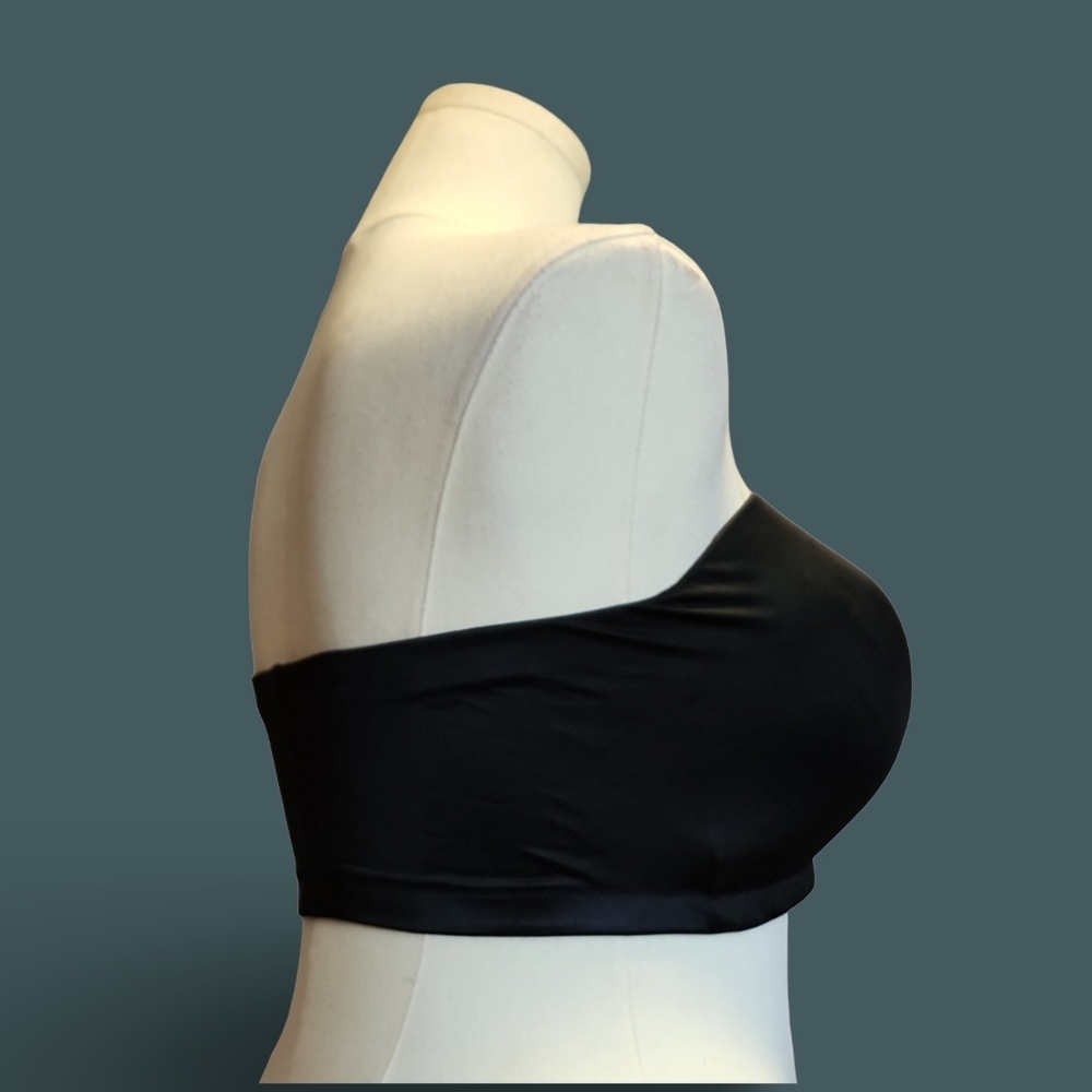 Elegant Black Strapless Bandeau Wireless Bra 42DD Goth Burlesque Halter Romantic - Picture 5 of 8